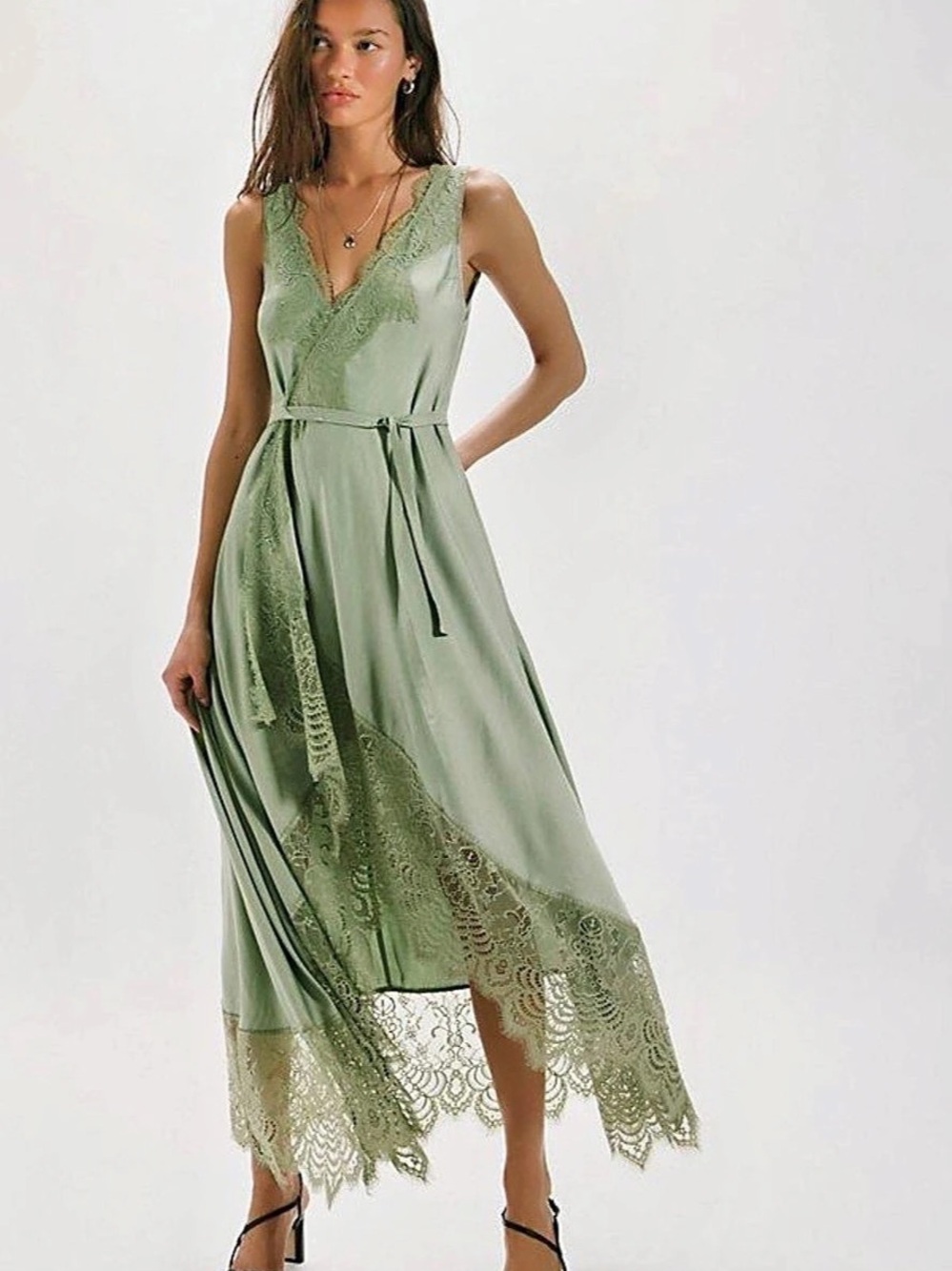 Free People x Nigel Preston Lace Dress Green